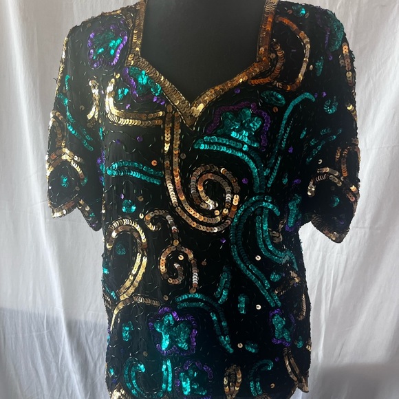 Vibrant Sequin Women's Blouse - Picture 1 of 7